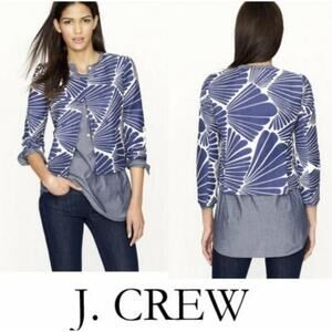 J.CREW NWOT VINTAGE Women’s Fanfare Cropped Blazer in Navy|Ivory-Size 10